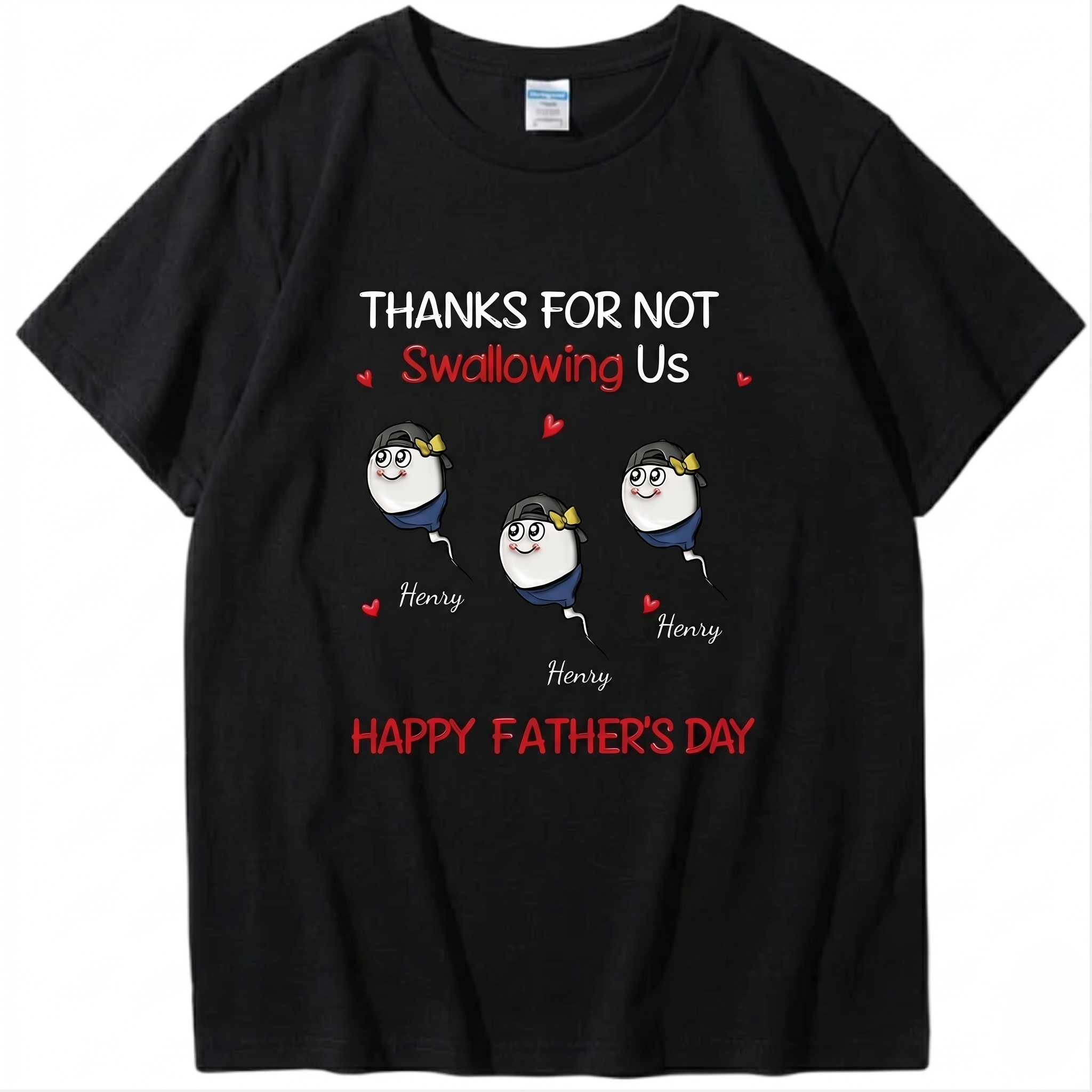 Funny Father's Day Shirt "Thanks For Not Swallowing Us"-Custom Name Sperm Design Tee for Dad&Papa