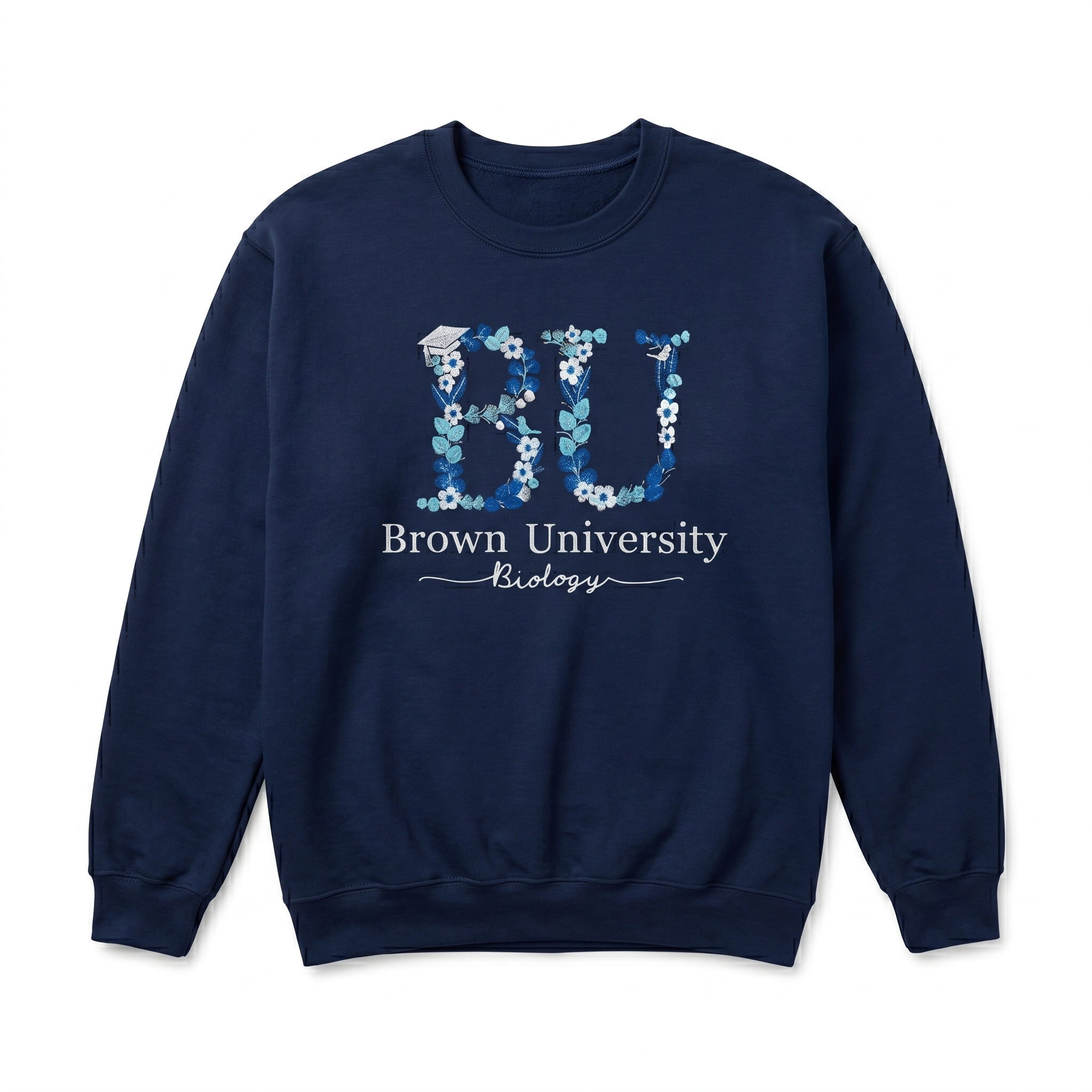 Custom Embroidered Floral Letter Sweatshirt – Personalized University & Sorority Gift with Major