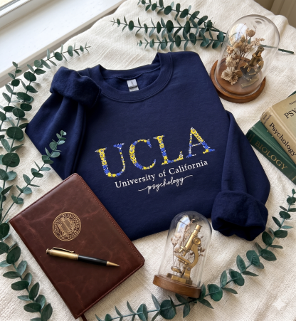 Custom Embroidered Floral Letter Sweatshirt – Personalized University & Sorority Gift with Major
