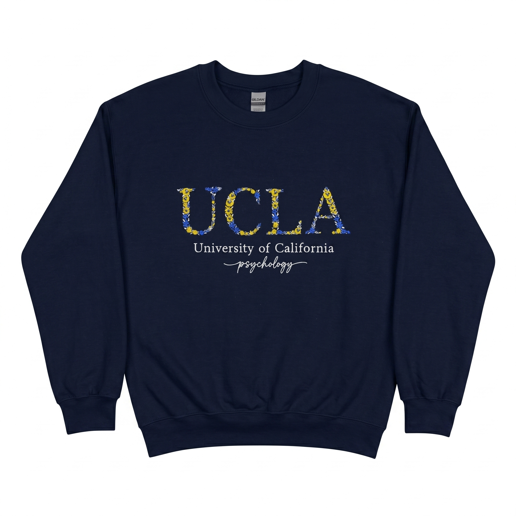 Custom Embroidered Floral Letter Sweatshirt – Personalized University & Sorority Gift with Major