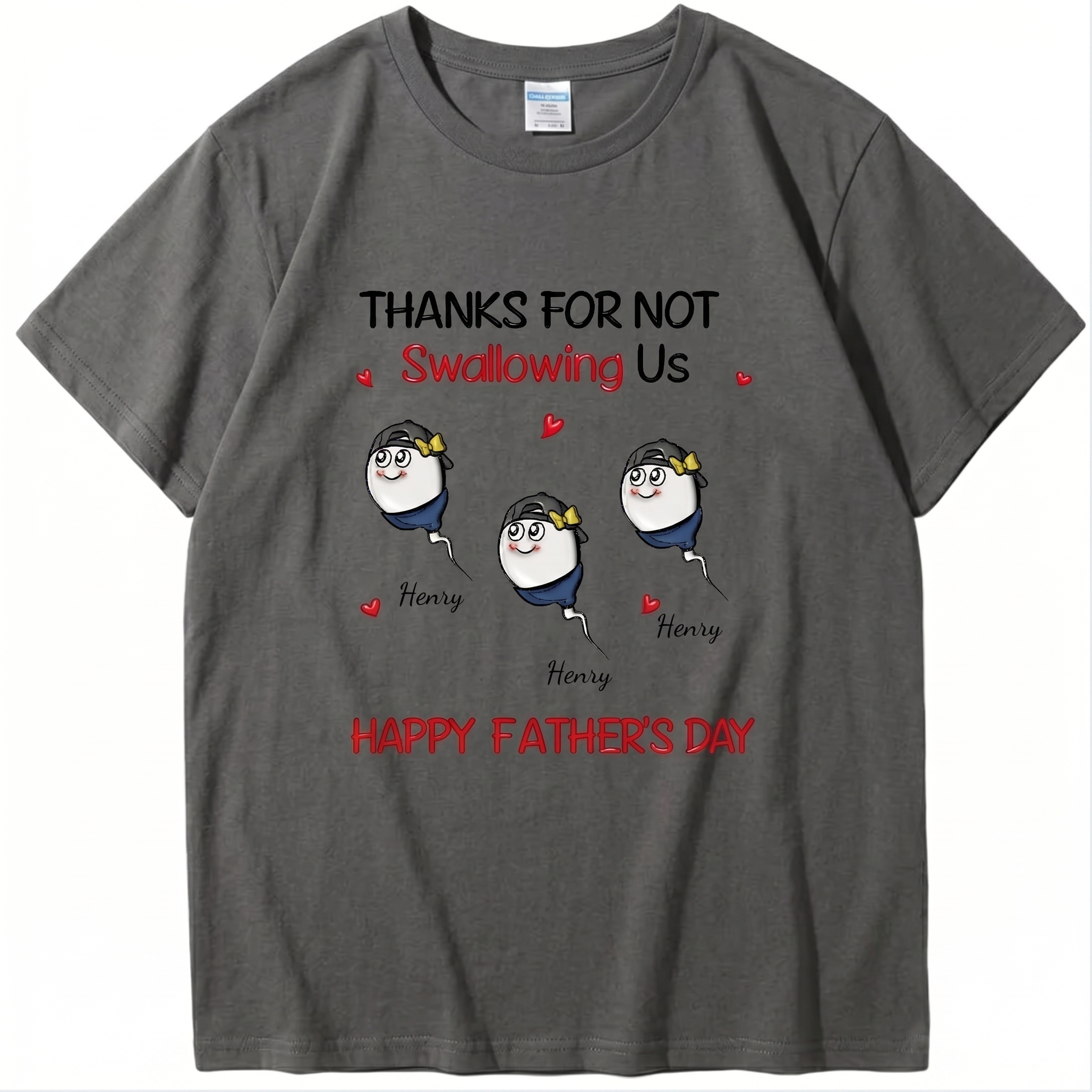 Funny Father's Day Shirt "Thanks For Not Swallowing Us"-Custom Name Sperm Design Tee for Dad&Papa