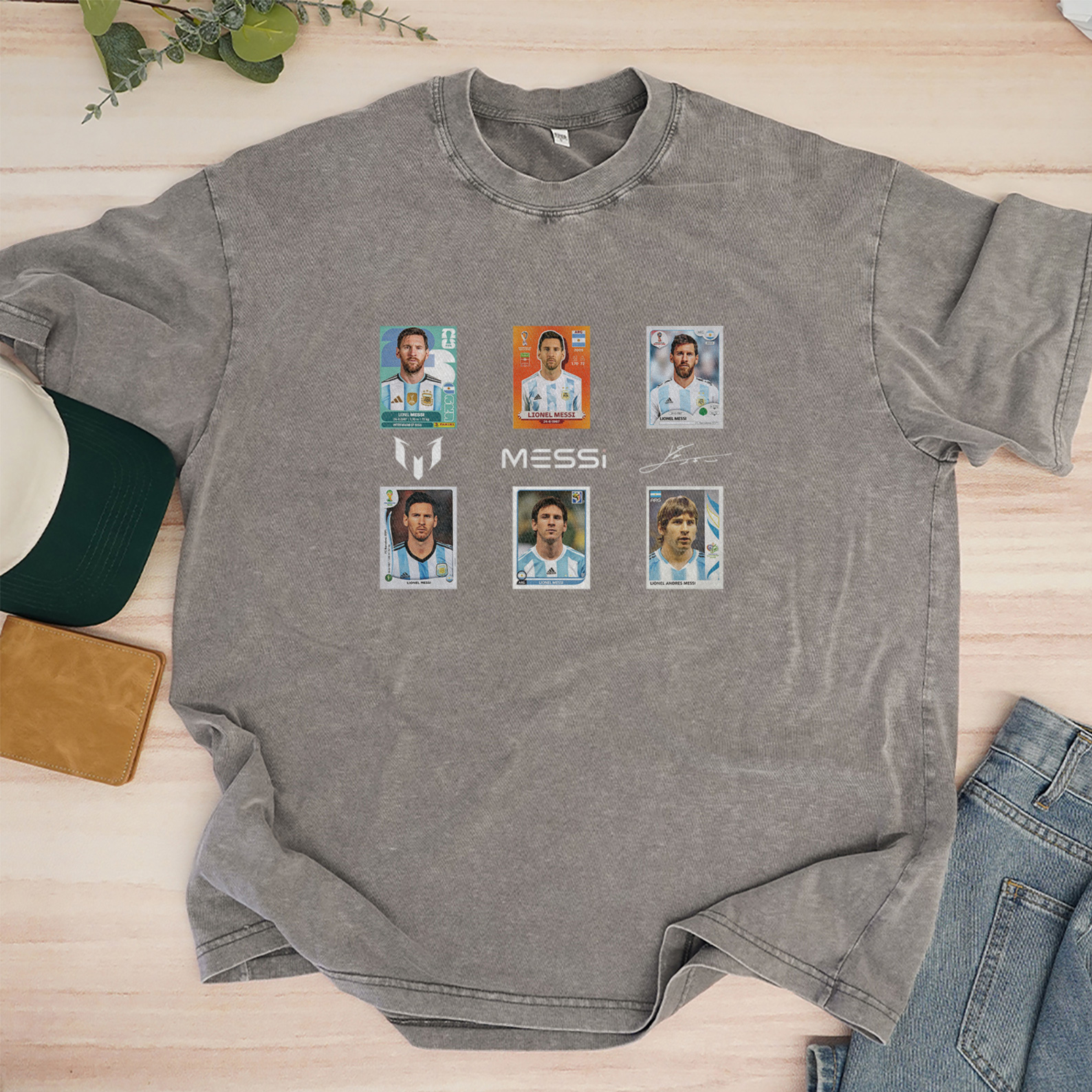 Messi 'GOAT Career' Collectible Card Washed Tee – Argentina Legend Edition