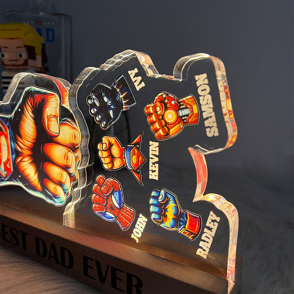 50%OFF ⭐️ Custom 3D 6mm Thick Superhero Fist Bump Best Dad Ever Night Light