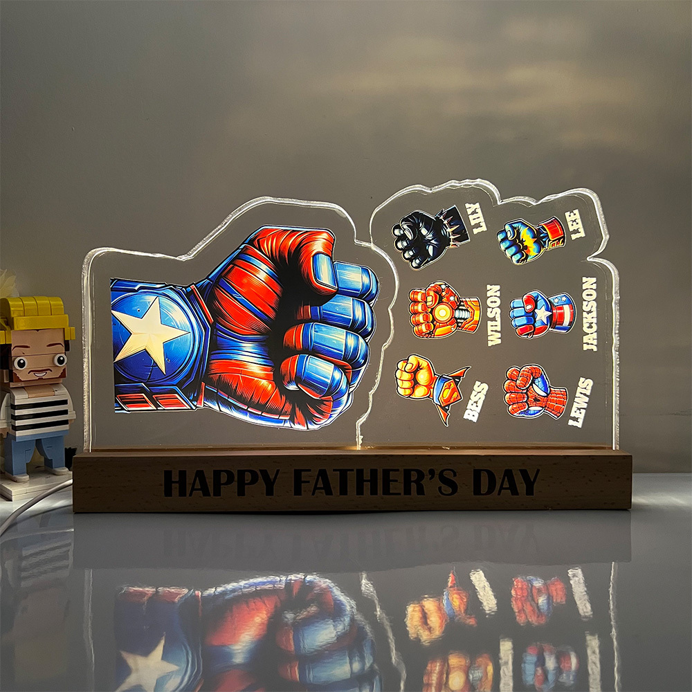50%OFF ⭐️ Custom 3D 6mm Thick Superhero Fist Bump Best Dad Ever Night Light