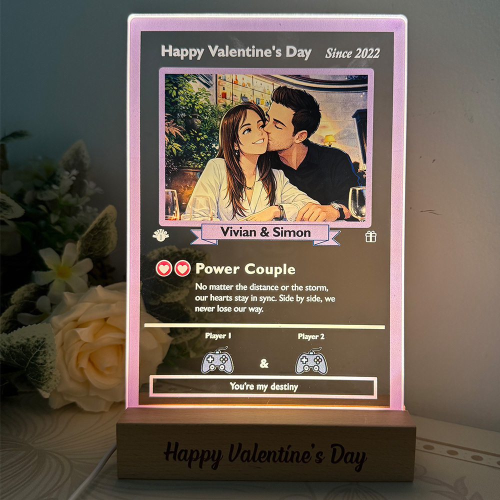 ❤️Custom Couple Anime Art Acrylic LED Light