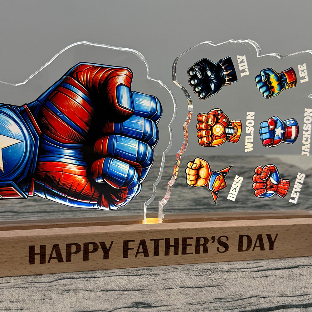 50%OFF ⭐️ Custom 3D 6mm Thick Superhero Fist Bump Best Dad Ever Night Light