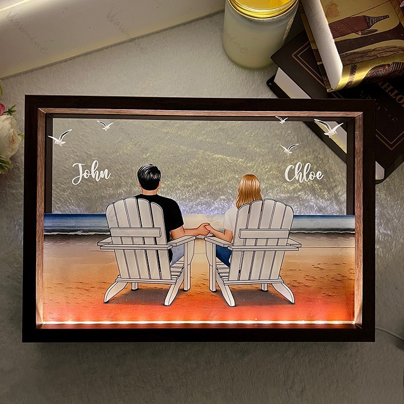 You & Me Beach Love Custom LED Frame
