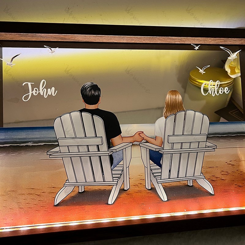 You & Me Beach Love Custom LED Frame