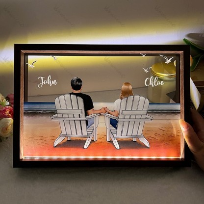 You & Me Beach Love Custom LED Frame