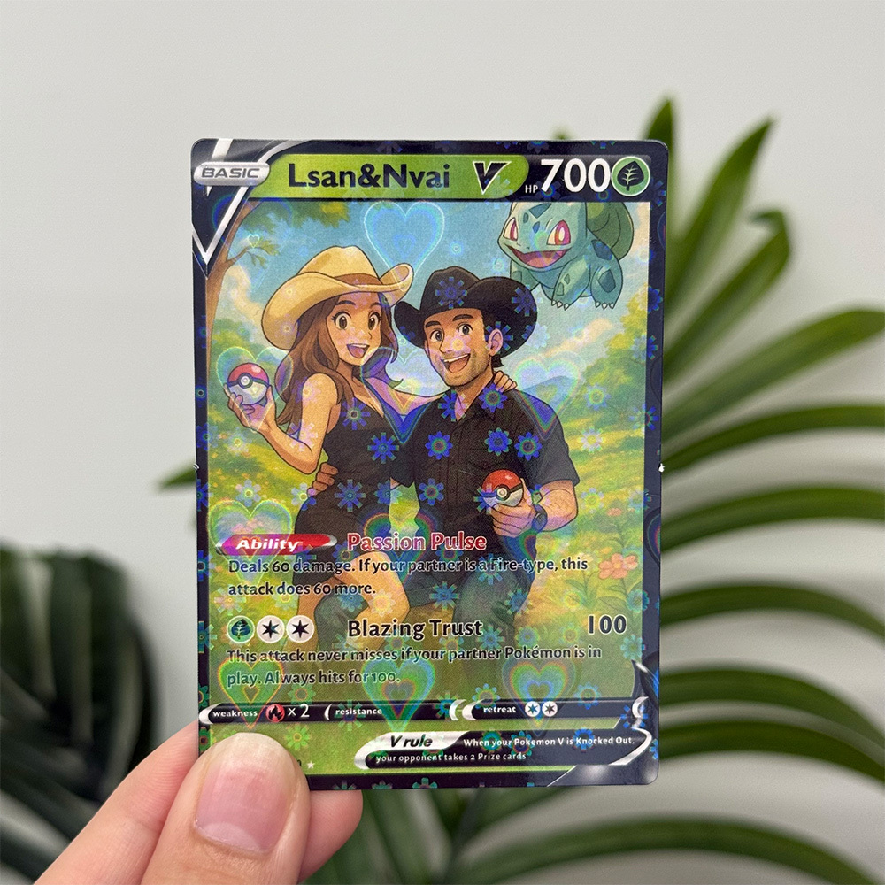 Custom Anime Pokecard V Card For Couples with Poke Character