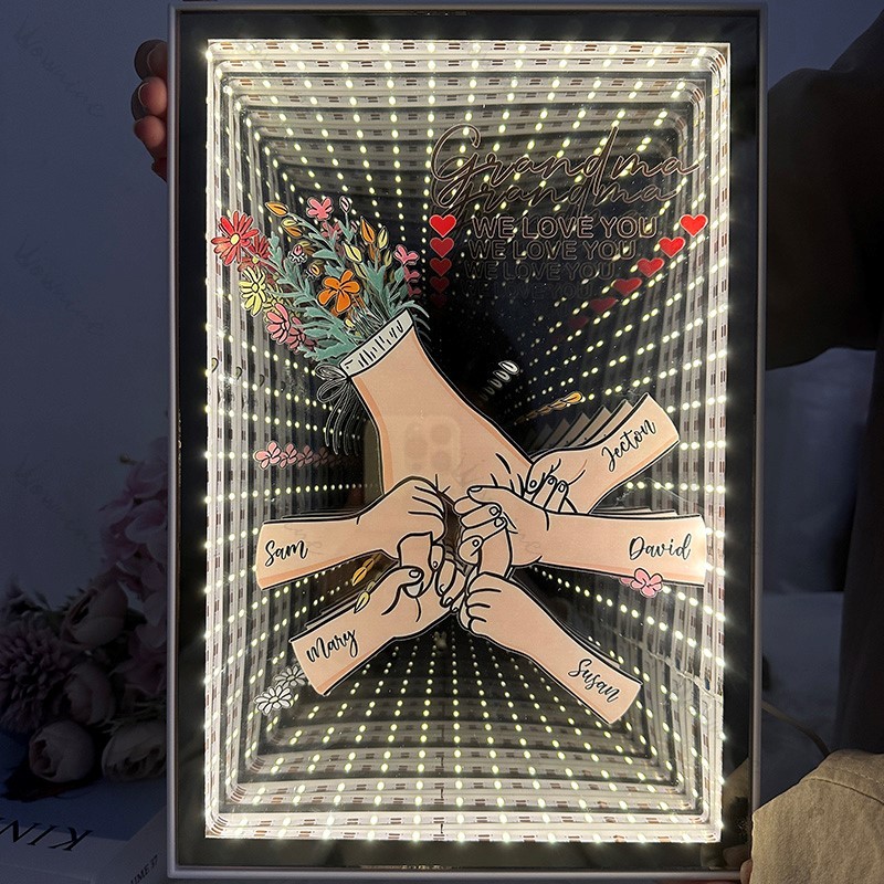 Personalized Mom We Love You Starry Mirror Light box