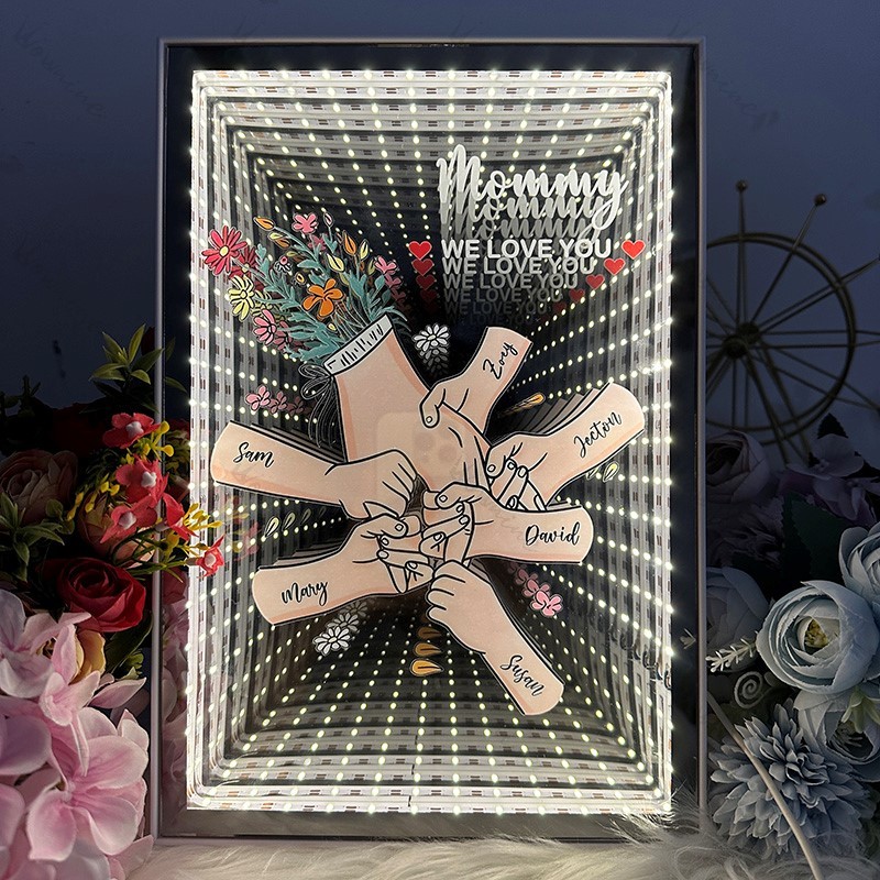 Personalized Mom We Love You Starry Mirror Light box