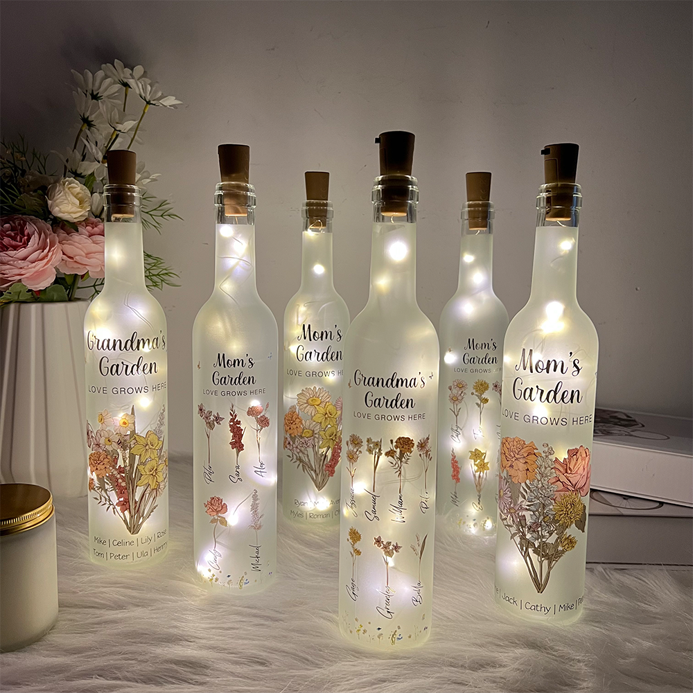 50%OFF⭐️Personalized Mom's Garden Birth Month Flower Bottle Lamp
