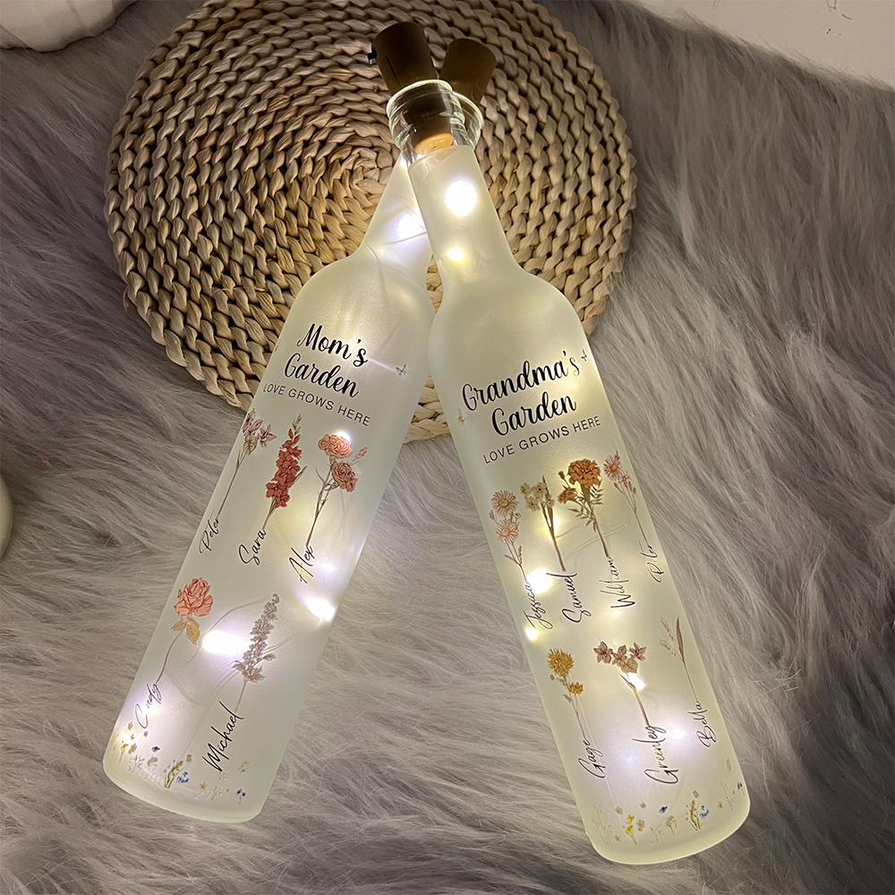 50%OFF⭐️Personalized Mom's Garden Birth Month Flower Bottle Lamp