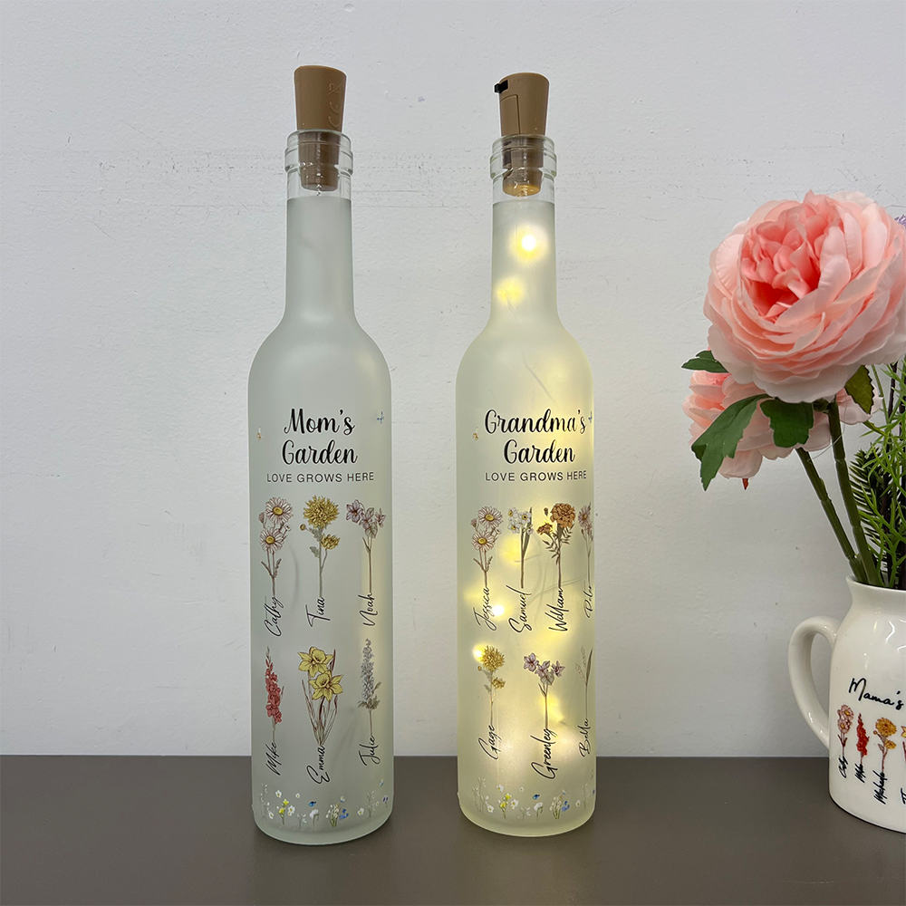 50%OFF⭐️Personalized Mom's Garden Birth Month Flower Bottle Lamp