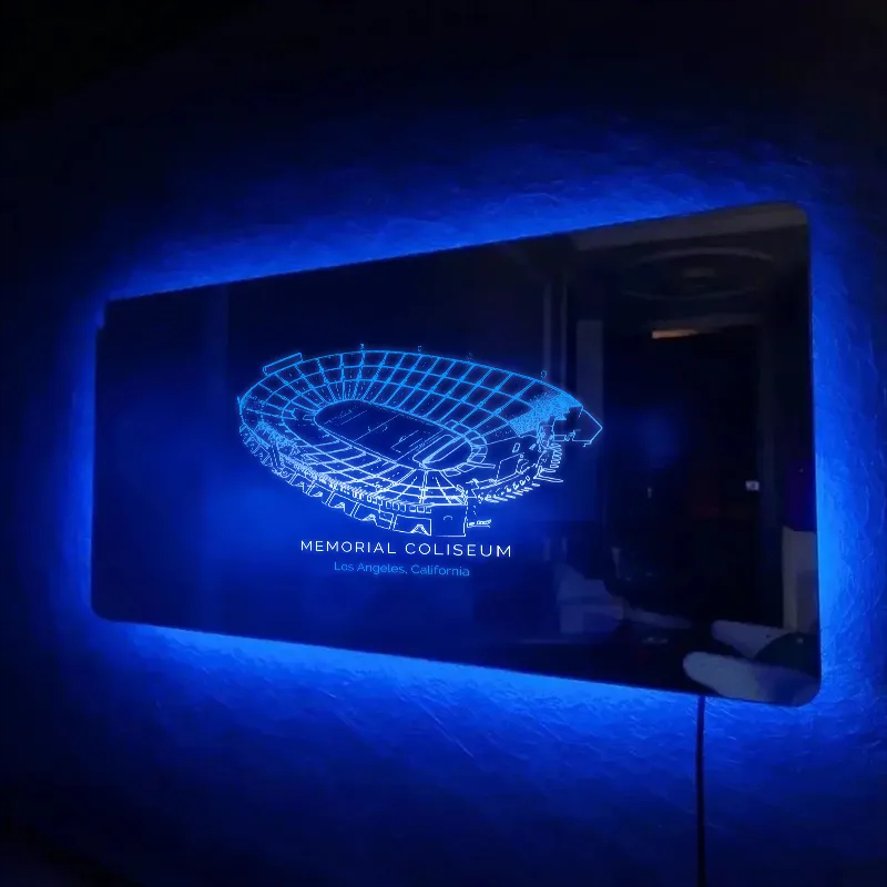 Los Angeles Memorial Coliseum Stadium Mirror Light-Gifts For Sports Lovers、Los Angeles Rams、USC Trojans