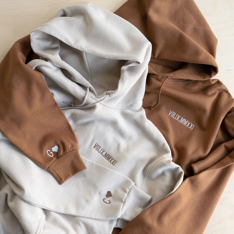 Custom Embroidered Couple Roman Numeral Sweatshirt/Hoodie