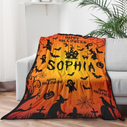 “Custom Halloween Name” Spooky Personalized Blanket