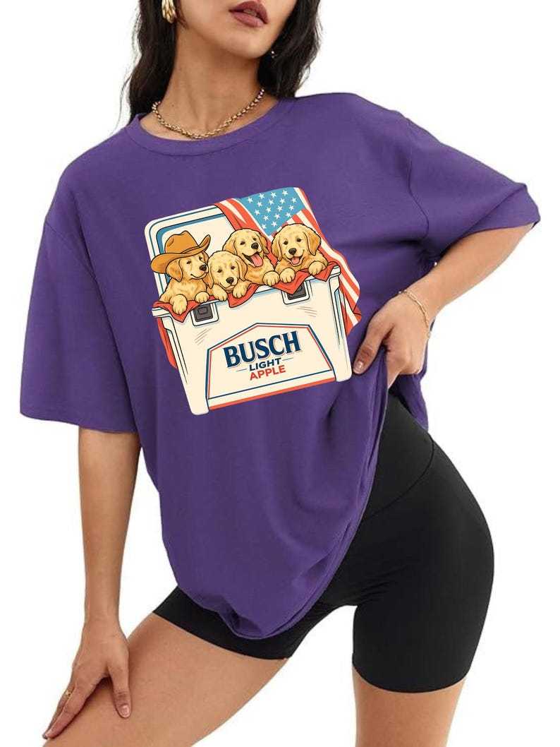Patriotic Dog Shirt, 4th of July Beer Shirt, Cute Puppies Cooler Shirt