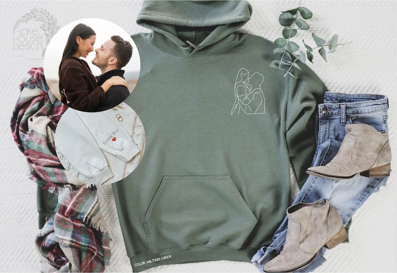 CUSTOM LINE DRAWING HOODIE💕CREWNECK