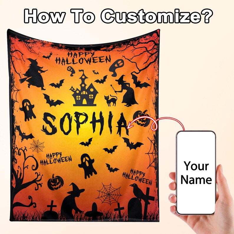 “Custom Halloween Name” Spooky Personalized Blanket