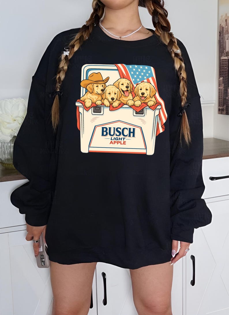 Patriotic Dog Shirt, 4th of July Beer Shirt, Cute Puppies Cooler Shirt