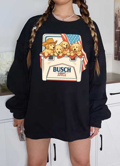 Patriotic Dog Shirt, 4th of July Beer Shirt, Cute Puppies Cooler Shirt