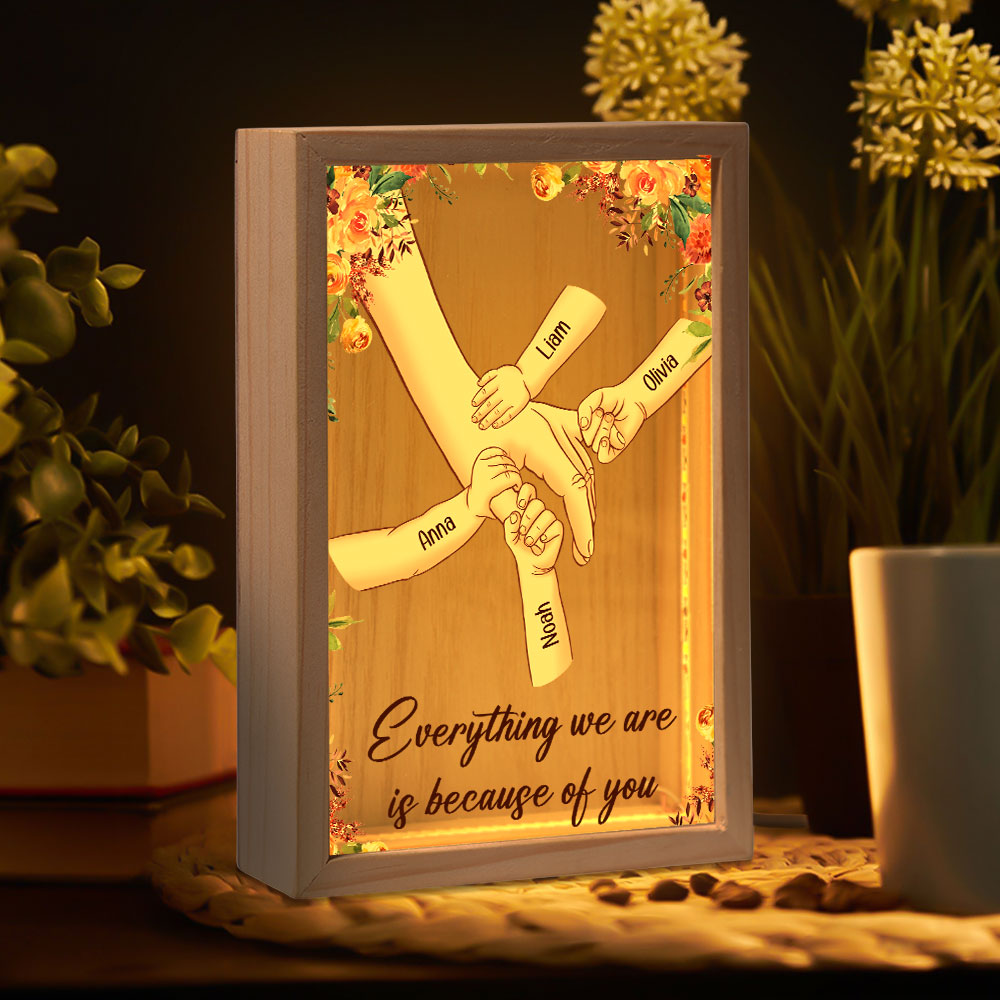 Mom Everything We Are Is Because Of You - Personalized Frame Light Box