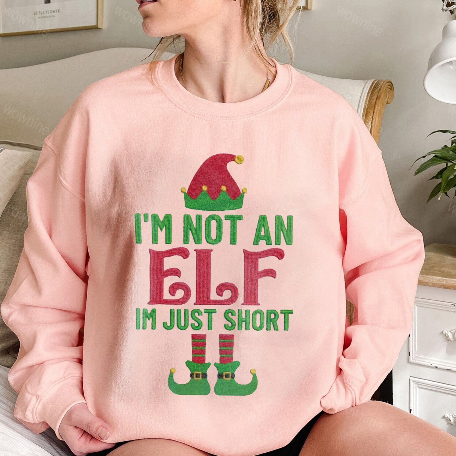 I'm not Short I'm Just a Tall Elf Jumper Embroidered Sweatshirt Funny Saying Elf Christmas Jumper, Funny Matching Family Christmas Sweatshirt