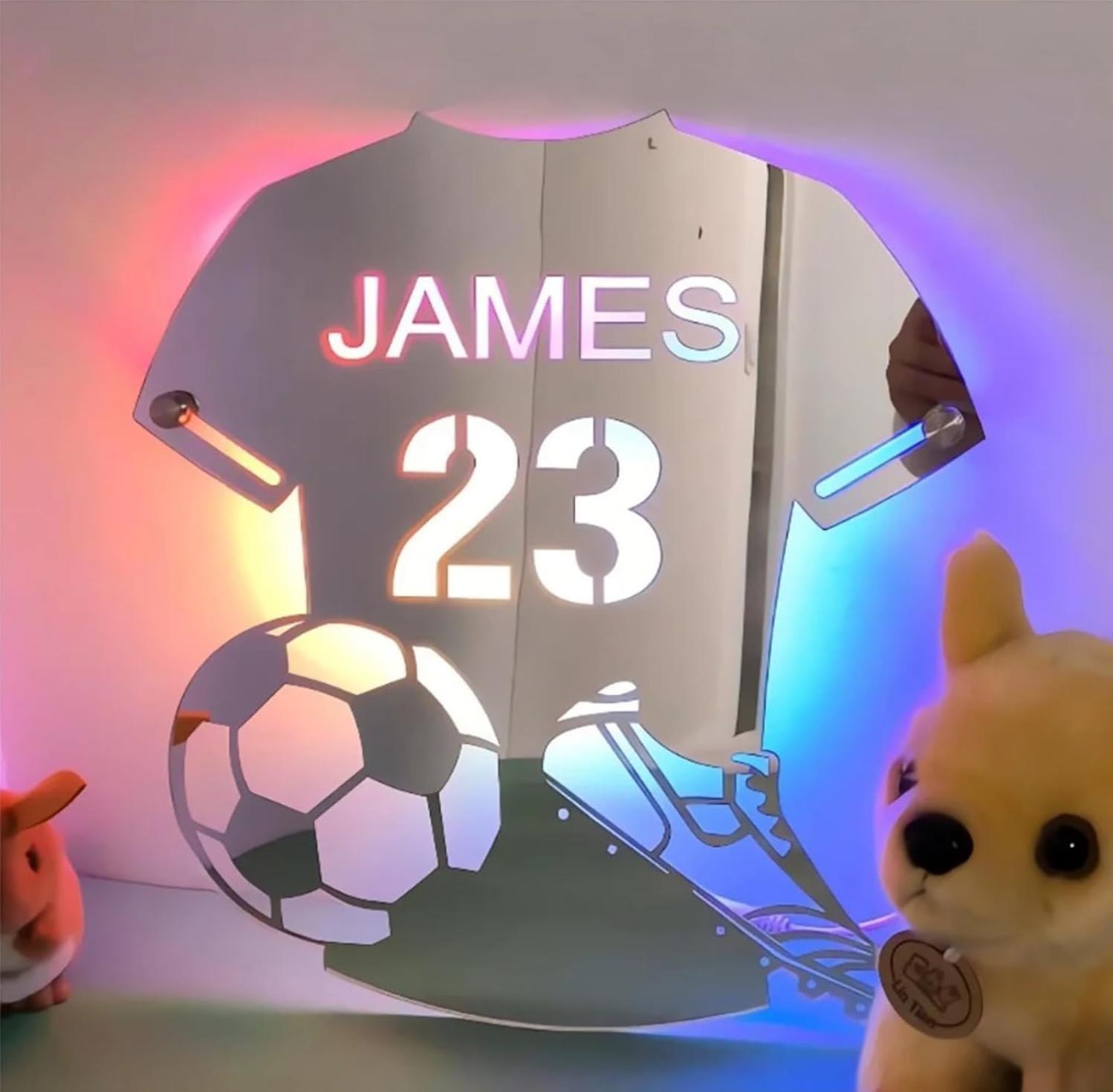 Personalized LED Cool Mirror Lights For Soccer Fans