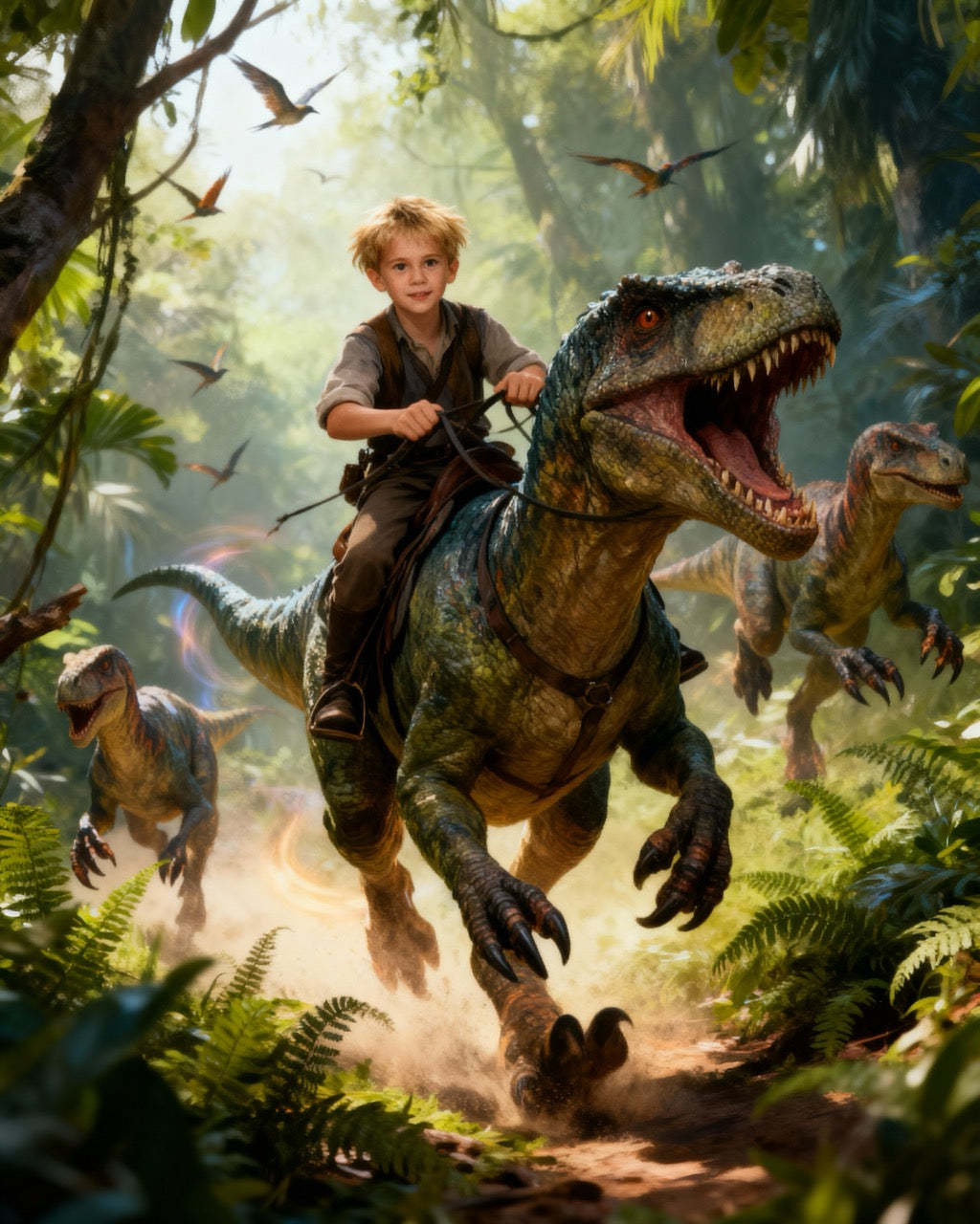 Personalized Dinosaur Kid Canvas – Custom Name Adventure Wall Art