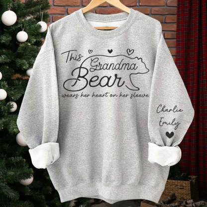 This Mama Bear Wears Her Heart On Her Sleeve - Family Custom Unisex Sweatshirt