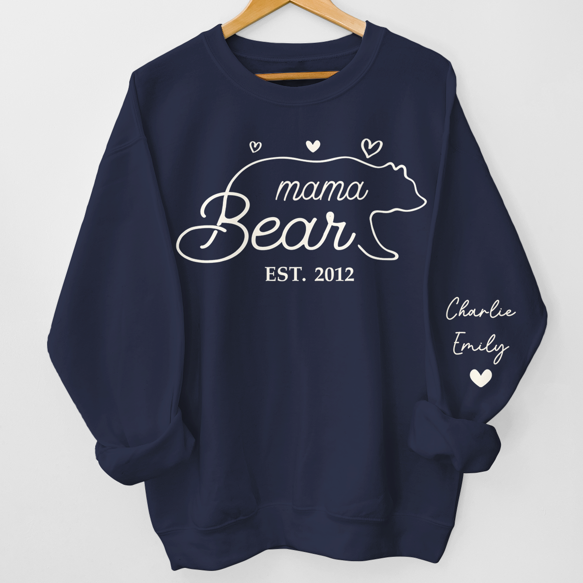 This Mama Bear Wears Her Heart On Her Sleeve - Family Custom Unisex Sweatshirt