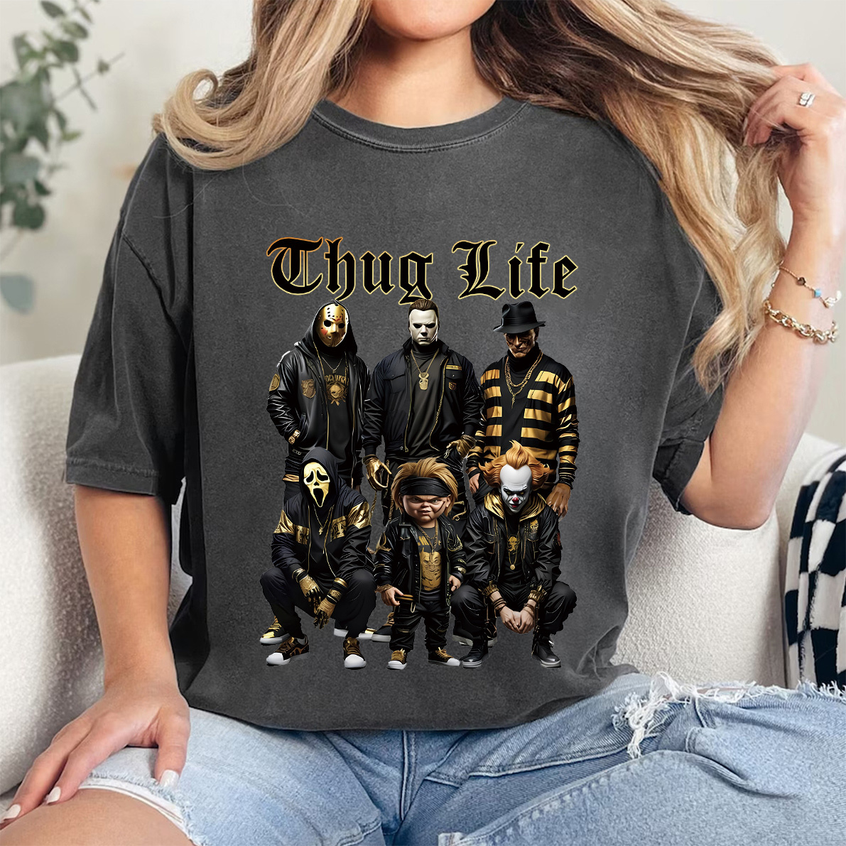 Halloween Black Gold Thug Life Shirt