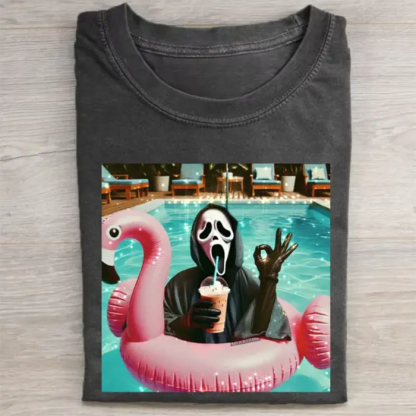 Vintage Halloween Graphic Ghost Face Ok T-shirt