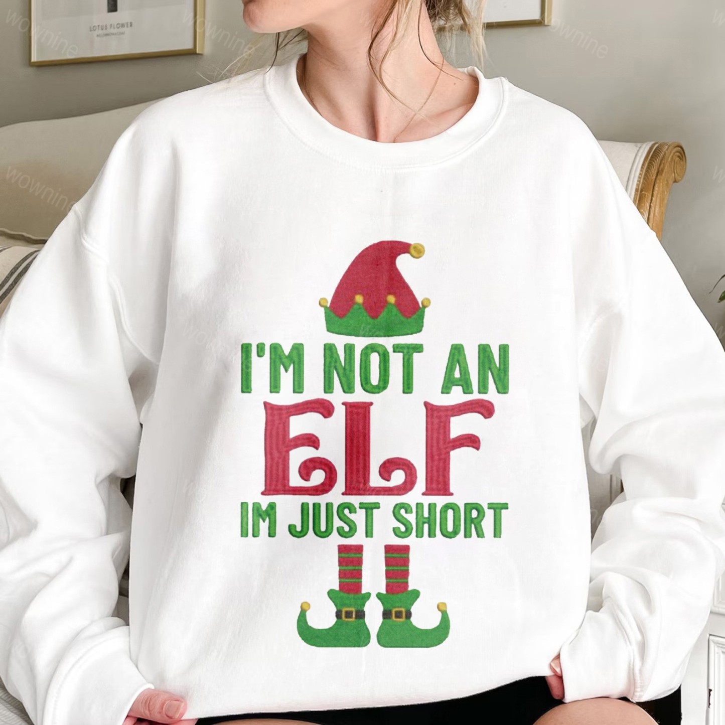 I'm not Short I'm Just a Tall Elf Jumper Embroidered Sweatshirt Funny Saying Elf Christmas Jumper, Funny Matching Family Christmas Sweatshirt
