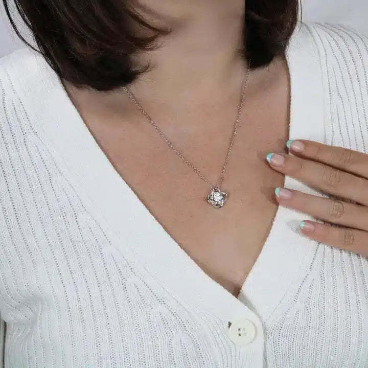 White Gold Necklace - Realistic Rose -The Perfect Gift To My Love