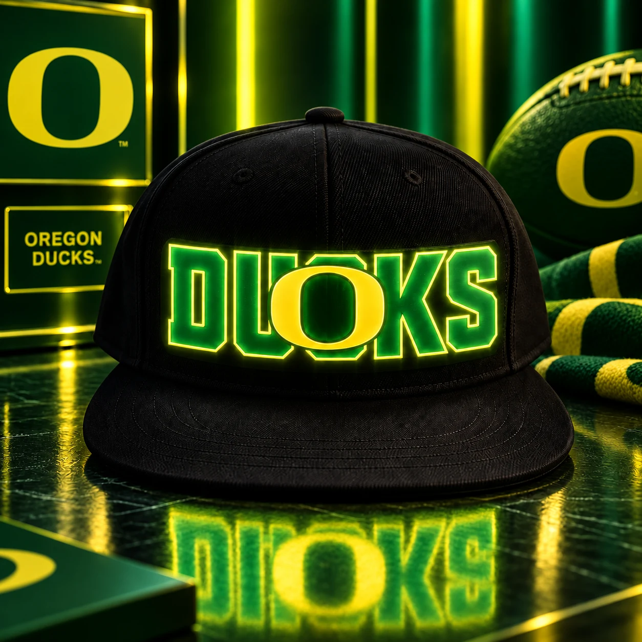 Oregon Ducks LED Light-Up College Football Fan Snapback Cap
