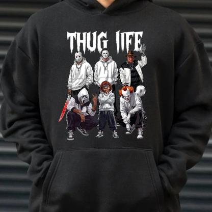 Thug Life Horror Characters Streetwear - Crewneck & Hoodie with Hip-Hop Inspired Graphic