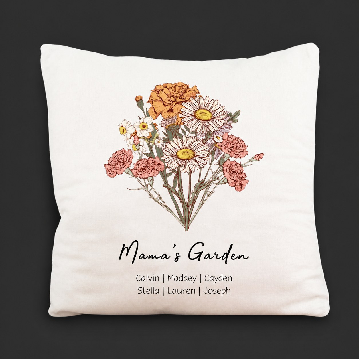 Birth Flower Bouquet Customized Pillow Cushion