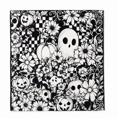 Halloween Coloring Blanket - Floral Ghosts