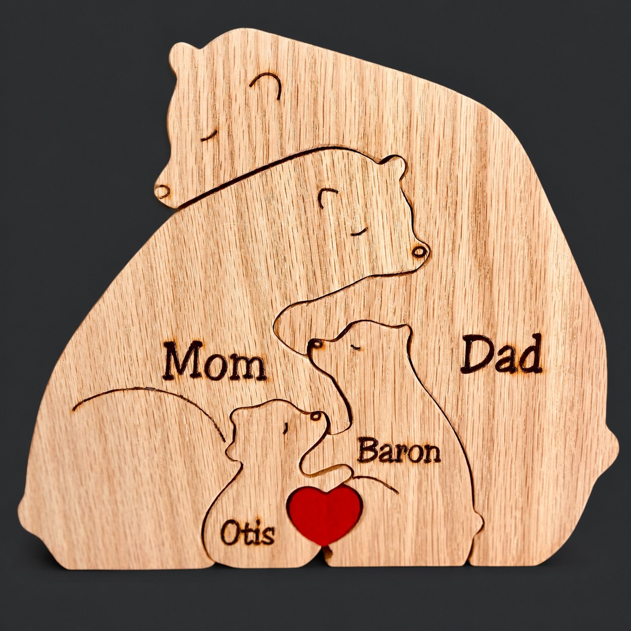 Handcrafted - Family - Wooden Bears Family Puzzle - Wooden Animal Carvings