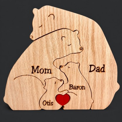 Handcrafted - Family - Wooden Bears Family Puzzle - Wooden Animal Carvings