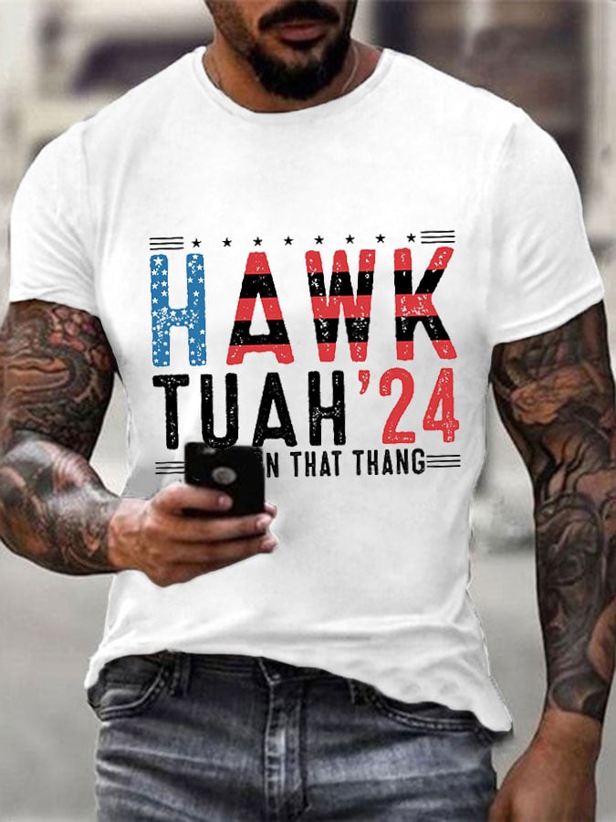 Men's Funny Hawk Tuah Spit On That Thang Tee