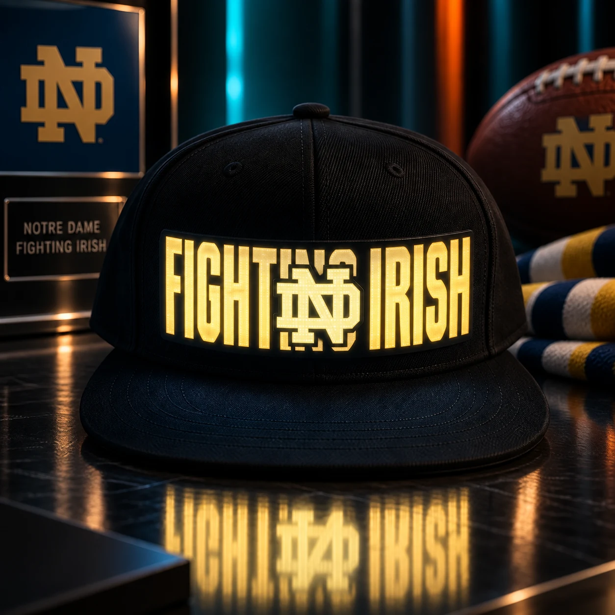 Notre Dame Fighting Irish LED Light-Up College Football Fan Snapback Cap