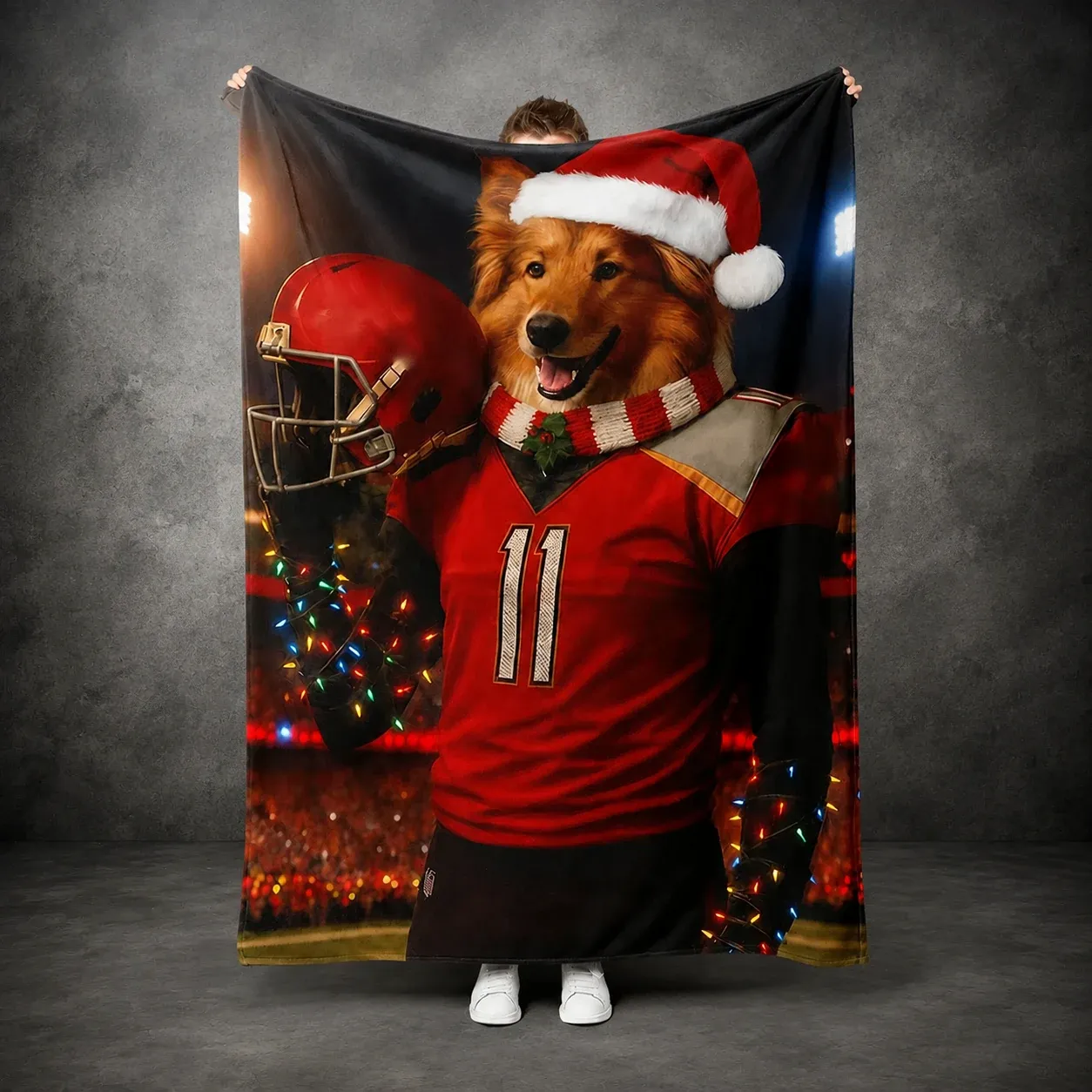 Custom Christmas American Football Pets Blankets