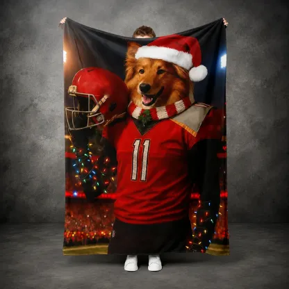 Custom Christmas American Football Pets Blankets