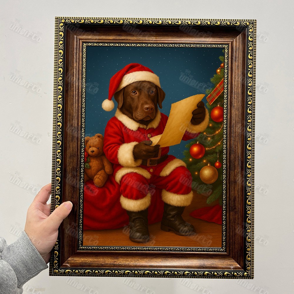 Custom Christmas Pet Art Canvas Frame Portrait
