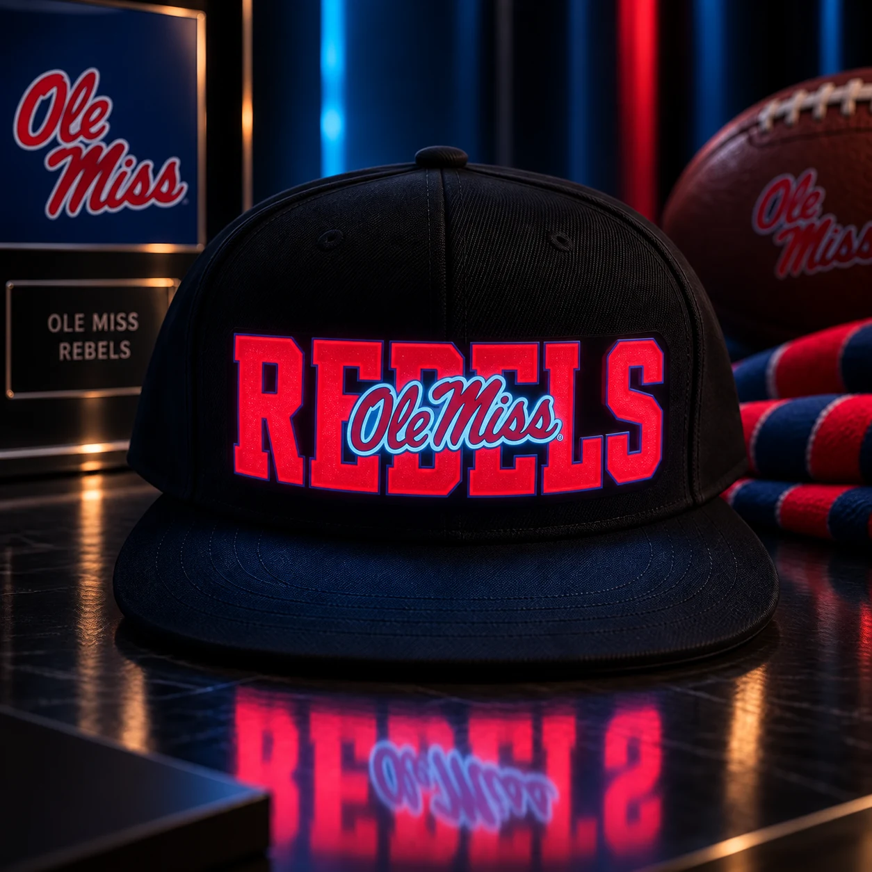 Ole Miss Rebels LED Light-Up College Football Fan Snapback Cap
