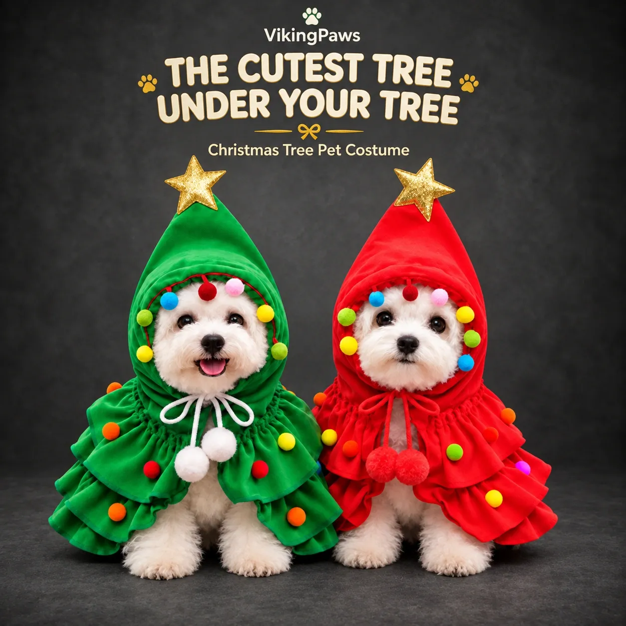 Festive Christmas Tree Pet Costume Cape